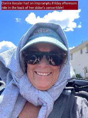 Clarice Kessler had an impromptu Friday afternoon ride in the back of her sister's convertible!