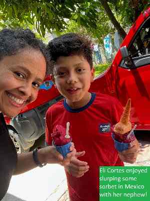 Eli Cortes enjoyed slurping some sorbet in Mexico with her nephew!