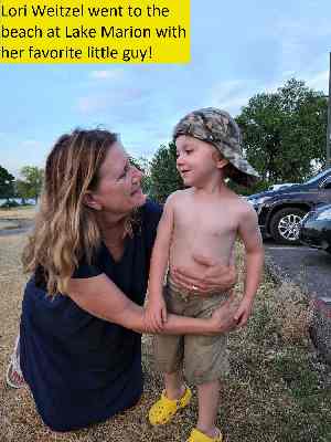 Lori Weitzel went to the beach at Lake Marion with her favorite little guy!