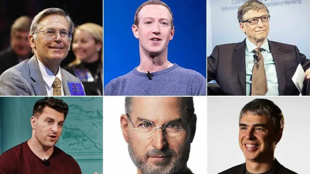 Famous business people in a montage