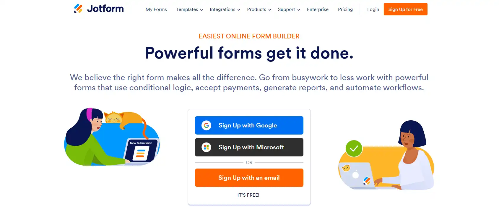 Screenshot of Jotform Homepage