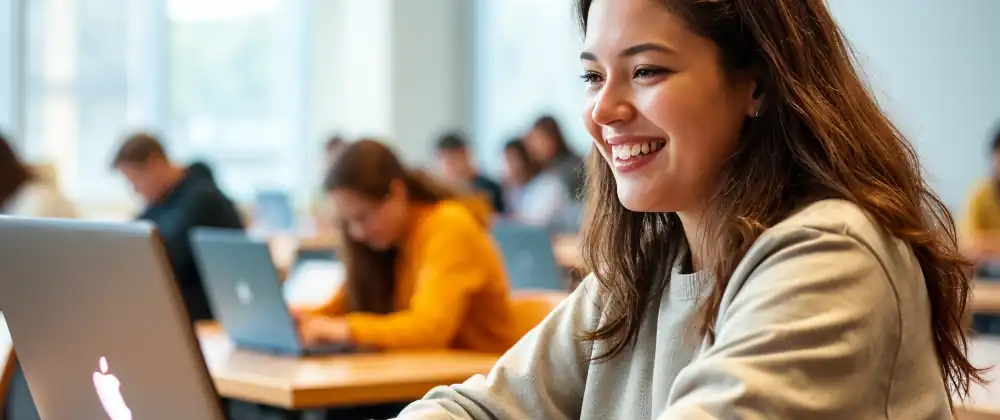 Student taking a quiz in a classroom